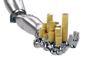 robot holding money